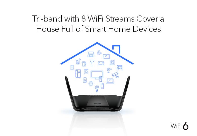 AX6600 WiFi Router (RAX70) Nighthawk 8-Stream Tri-Band WiFi 6 Router, 6.6Gbps image 3