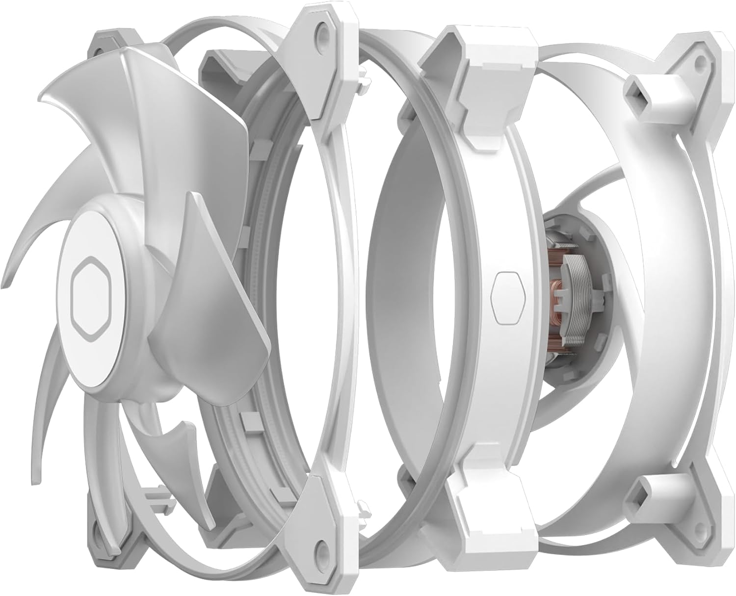 Cooler Master MF140 Halo² White PC Case Liquid Cooler Air Cooler Fan, 140mm Fan, Dual-Loop aRGB Rings, Dynamic PWM 2,050 RPM, Air Balance Blades, aRGB Lighting, Hybrid Frame image 12
