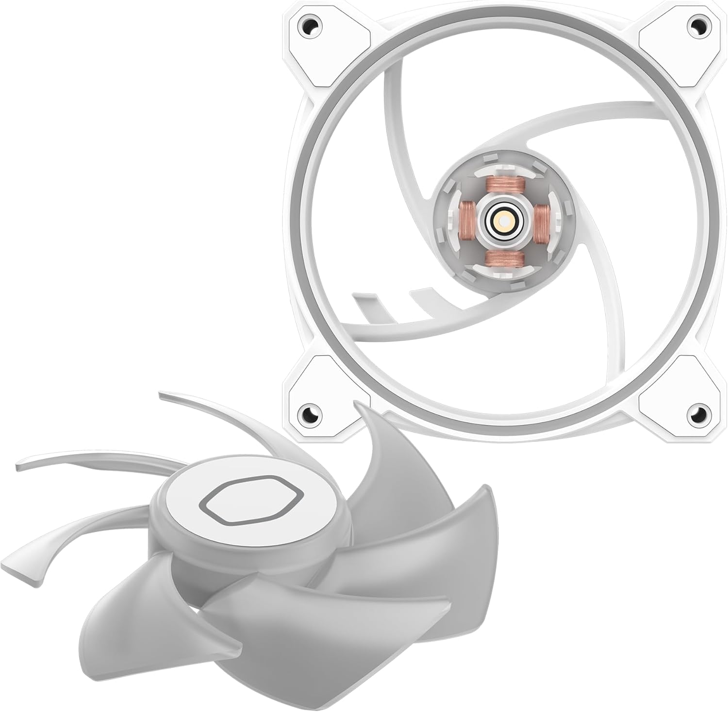 Cooler Master MF140 Halo² White PC Case Liquid Cooler Air Cooler Fan, 140mm Fan, Dual-Loop aRGB Rings, Dynamic PWM 2,050 RPM, Air Balance Blades, aRGB Lighting, Hybrid Frame image 13