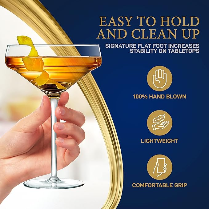 NutriChef 2 Sets of Crystal Martini Glass,Ultra Clear,Elegant Crystal Clear Wine Glass Pair,100% Hand Blown,Dishwasher Safe,Great For Dinner,Parties,Wedding,And ELEGANT Occasions image 5