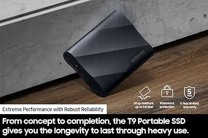 SAMSUNG T9 Portable SSD 4TB, USB 3.2 Gen 2x2 External Solid State Drive, Seq. Read Speeds Up to 2,000MB/s for Gaming, Students and Professionals,MU-PG4T0B/AM, Black (pack of 1) image 5