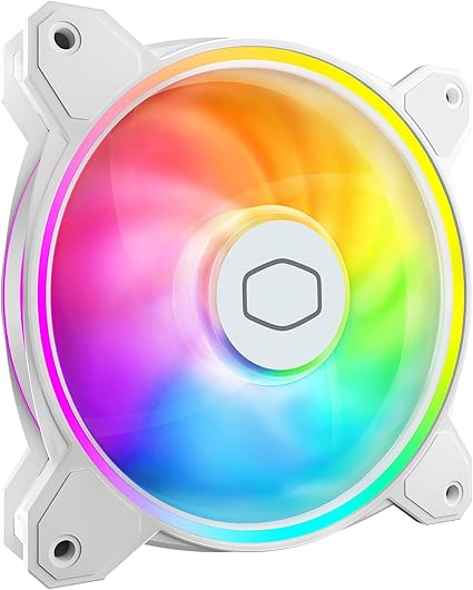 Cooler Master MF140 Halo² White PC Case Liquid Cooler Air Cooler Fan, 140mm Fan, Dual-Loop aRGB Rings, Dynamic PWM 2,050 RPM, Air Balance Blades, aRGB Lighting, Hybrid Frame image 1
