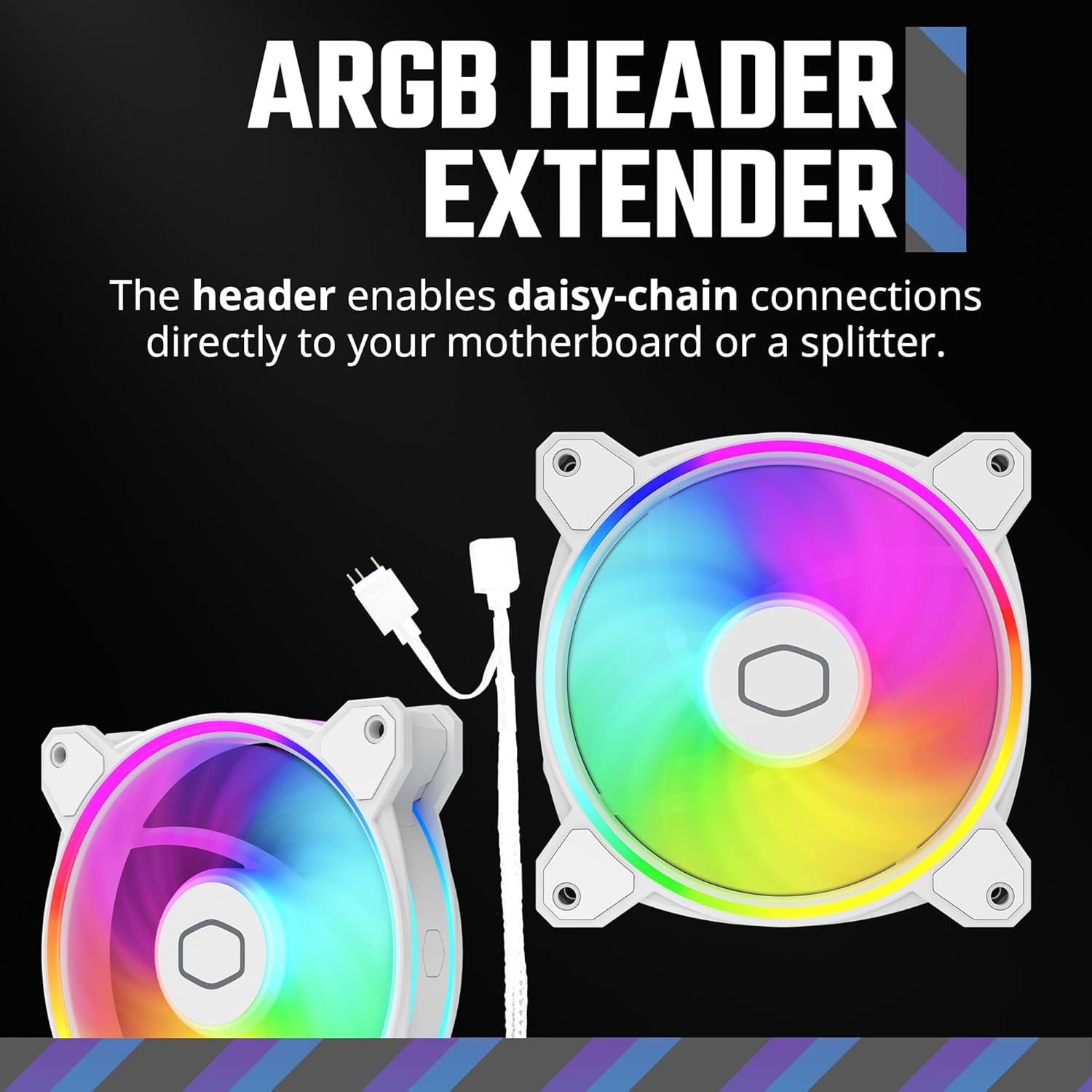 Cooler Master MF140 Halo² White PC Case Liquid Cooler Air Cooler Fan, 140mm Fan, Dual-Loop aRGB Rings, Dynamic PWM 2,050 RPM, Air Balance Blades, aRGB Lighting, Hybrid Frame image 9
