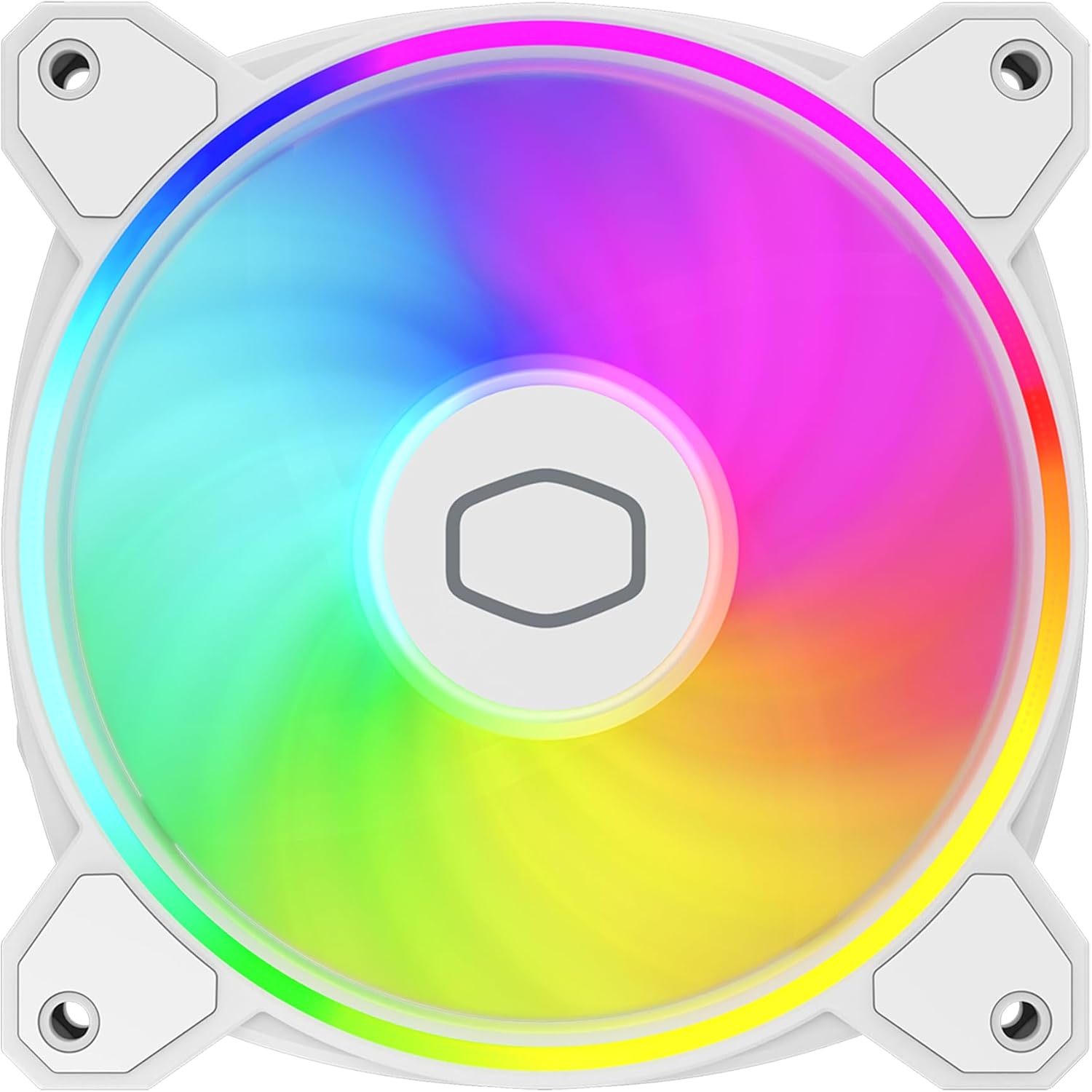 Cooler Master MF140 Halo² White PC Case Liquid Cooler Air Cooler Fan, 140mm Fan, Dual-Loop aRGB Rings, Dynamic PWM 2,050 RPM, Air Balance Blades, aRGB Lighting, Hybrid Frame image 10