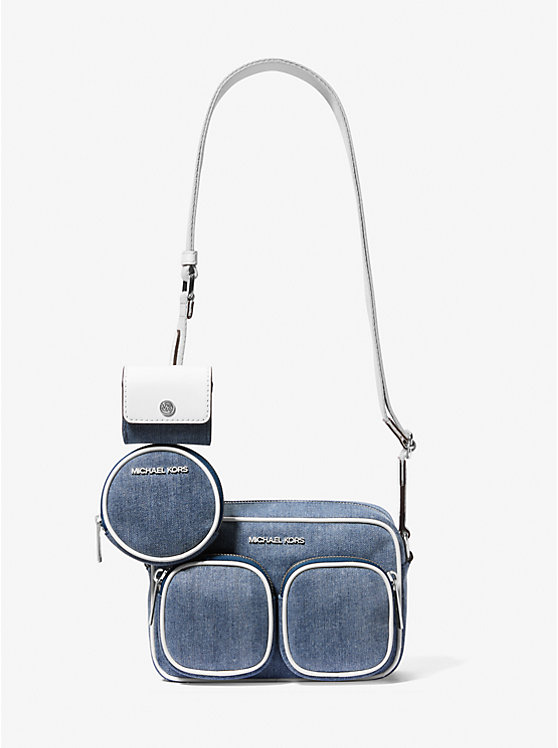 Jet Set Medium Denim Crossbody Bag with Case for Apple Airpods Pro image 1