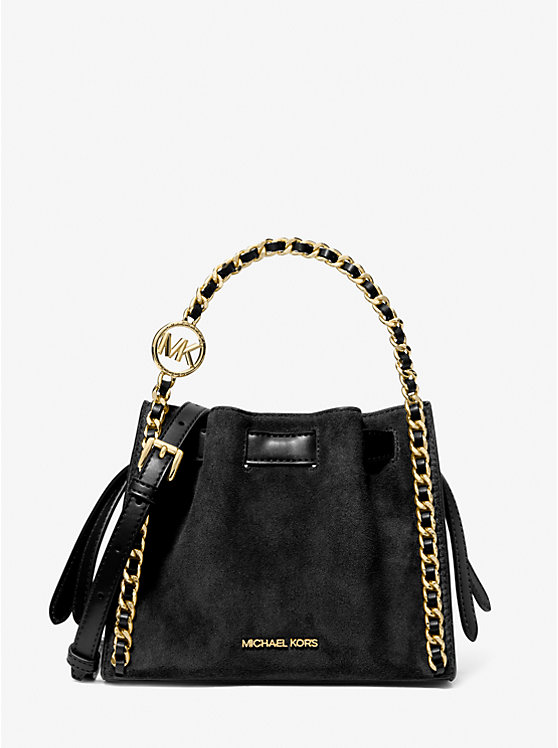 Mina Small Suede Logo Chain Crossbody Bag image 1