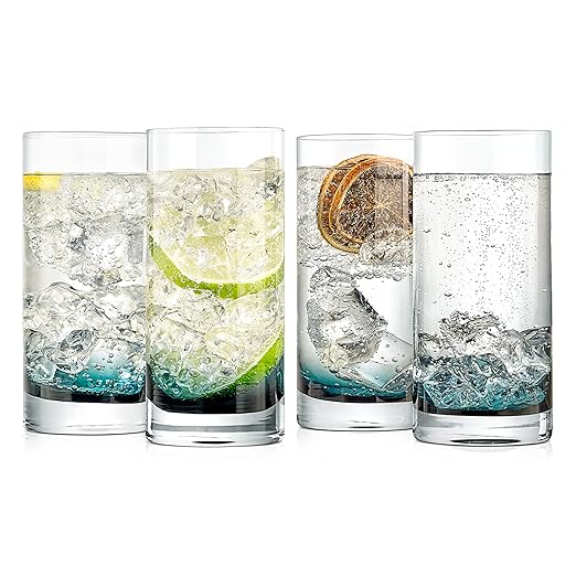 NutriChef 12.5oz Highball Glasses - 4pc Tall Glass Set, Water Glasses, Drinking Glasses, Bar Glassware And Cocktail Mixed Drinks Set, Dishwasher Safe image 1
