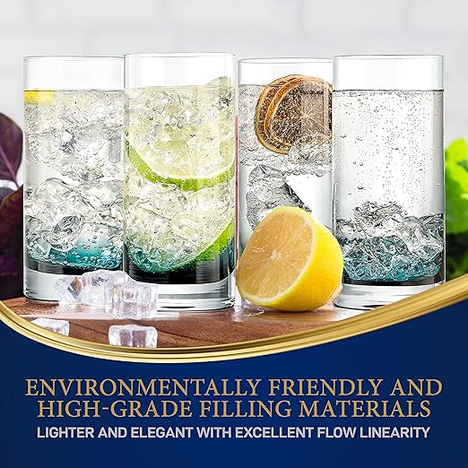 NutriChef 12.5oz Highball Glasses - 4pc Tall Glass Set, Water Glasses, Drinking Glasses, Bar Glassware And Cocktail Mixed Drinks Set, Dishwasher Safe image 5