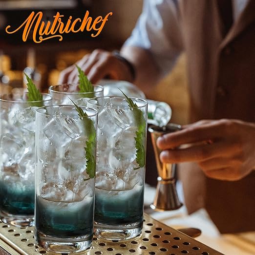 NutriChef 12.5oz Highball Glasses - 4pc Tall Glass Set, Water Glasses, Drinking Glasses, Bar Glassware And Cocktail Mixed Drinks Set, Dishwasher Safe image 6