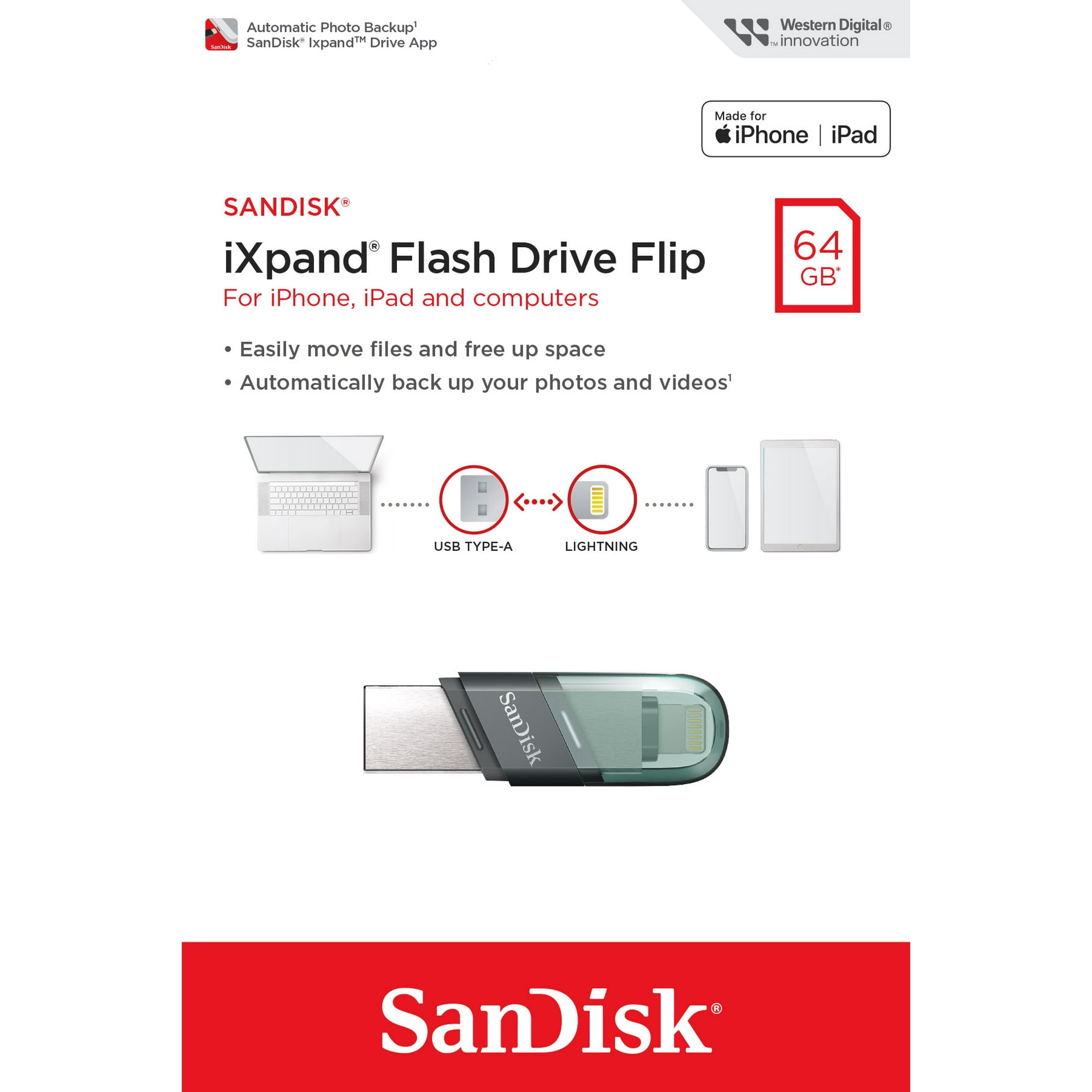 SanDisk 64GB iXpand™ Flash Drive Flip - SDIX90N-064G-AW6NN image 4