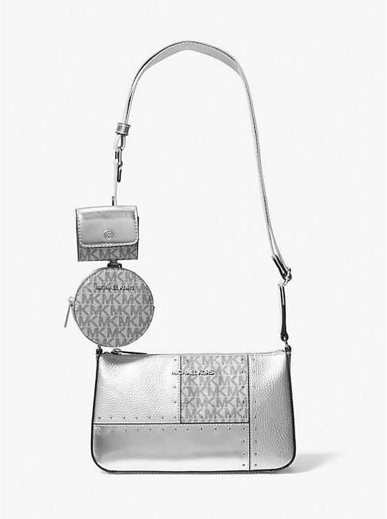 Jet Set Travel Small Metallic Patchwork and Signature Logo Crossbody Bag image 1