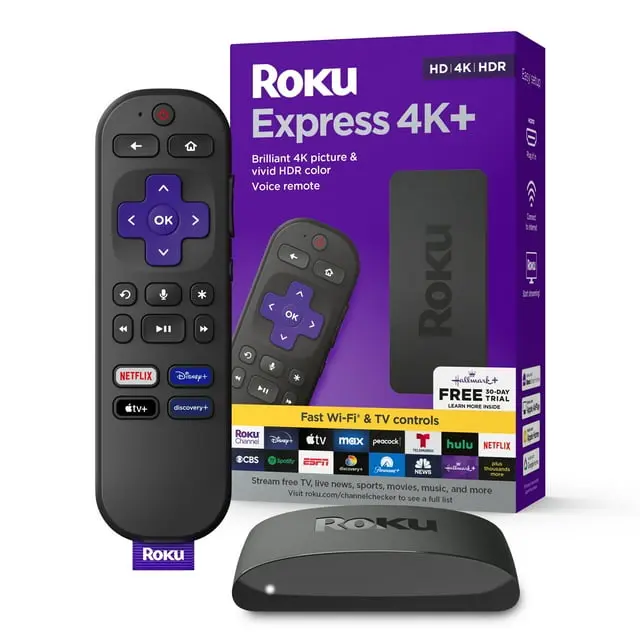 Roku Express 4K+ | Streaming Player HD/4K/HDR with Roku Voice Remote with TV Controls image 1