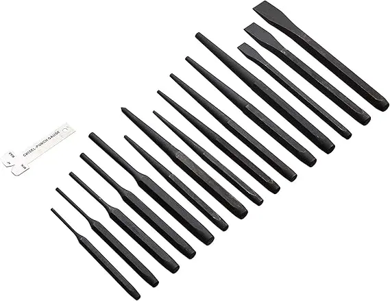 Amazon Basics 16-Piece Chrome Vanadium Steel Punch and Chisel Set with Storage Pouch image 2