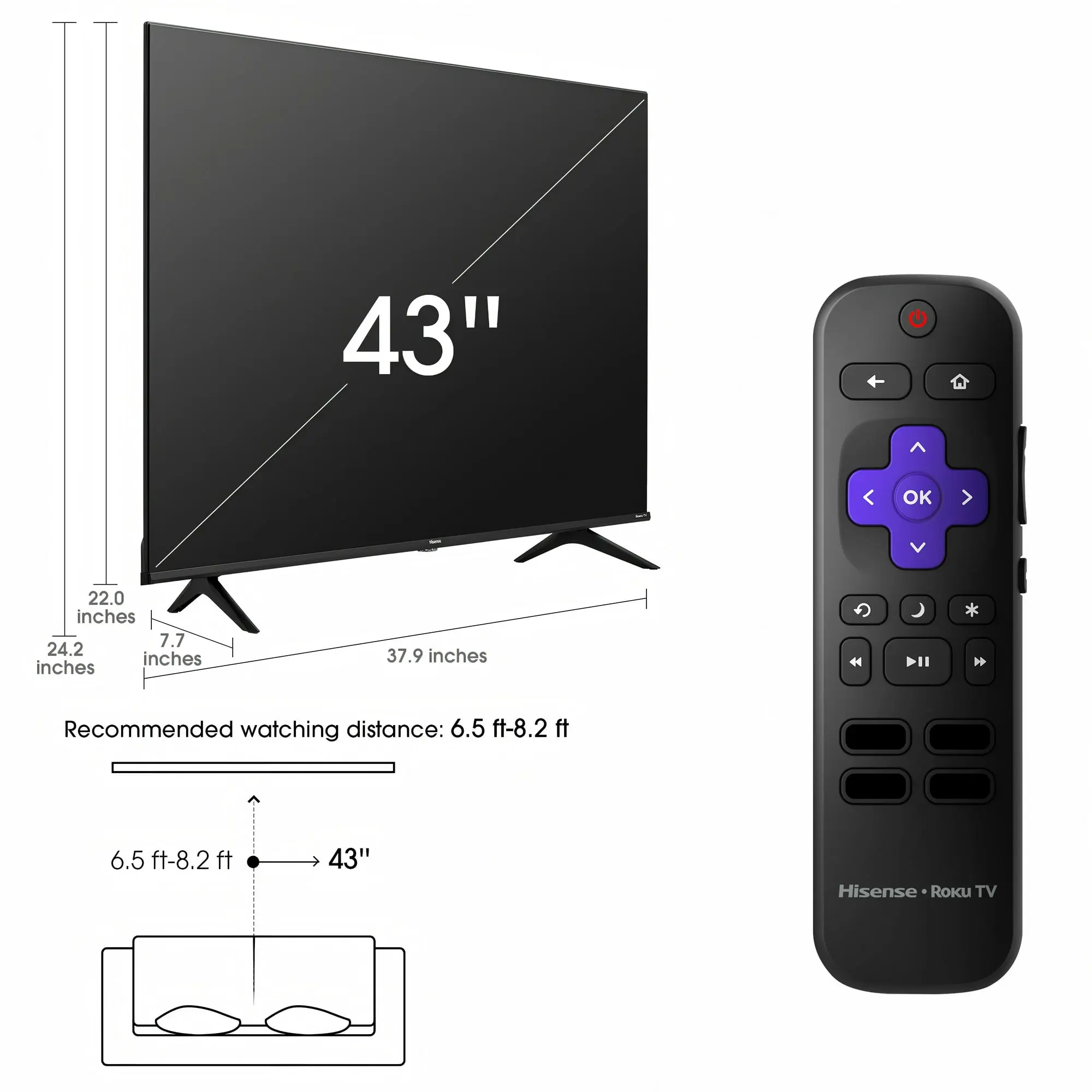 Hisense 43" Class 4K UHD LED LCD Smart Roku TV HDR R6 Series 43R6E3 image 2