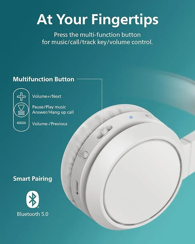 PHILIPS H4205 On-Ear Wireless Headphones with 32mm Drivers & BASS Boost on-Demand, White image 6