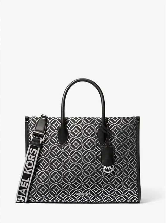 Mirella Medium Metallic Logo Jacquard Tote Bag image 1