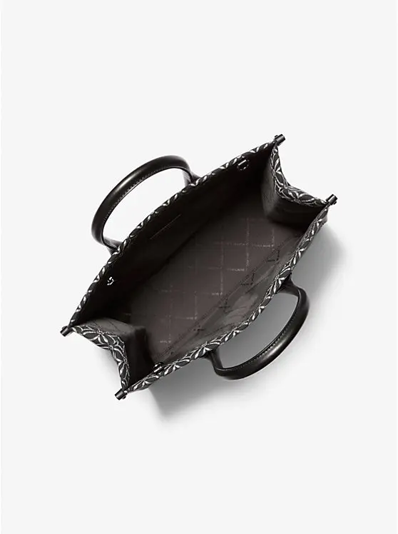Mirella Medium Metallic Logo Jacquard Tote Bag image 2