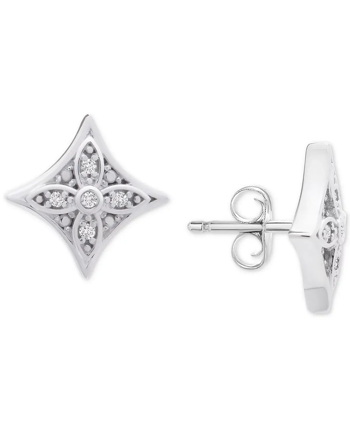 Macy's Diamond Star Stud Earrings (1/10 ct. t.w.) in Sterling Silver image 1