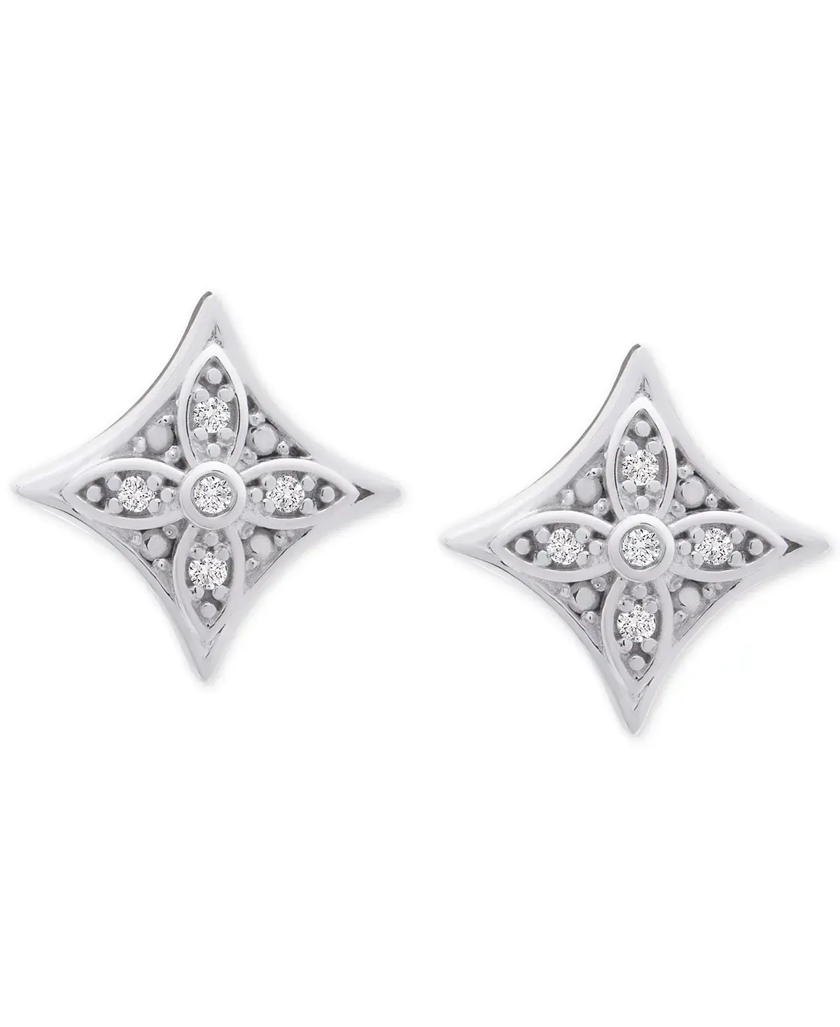 Macy's Diamond Star Stud Earrings (1/10 ct. t.w.) in Sterling Silver image 2