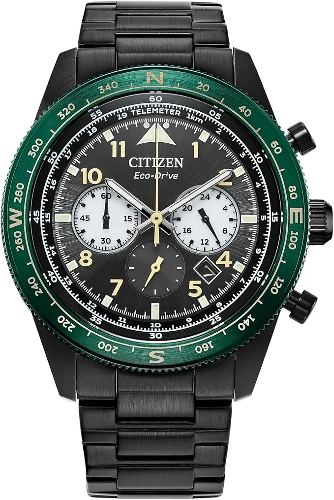 Citizen Men's Eco-Drive Weekender Sport Casual, Black Stainless Steel Bracelet Watch, Chronograph (Model: CA4555-81E) image 1