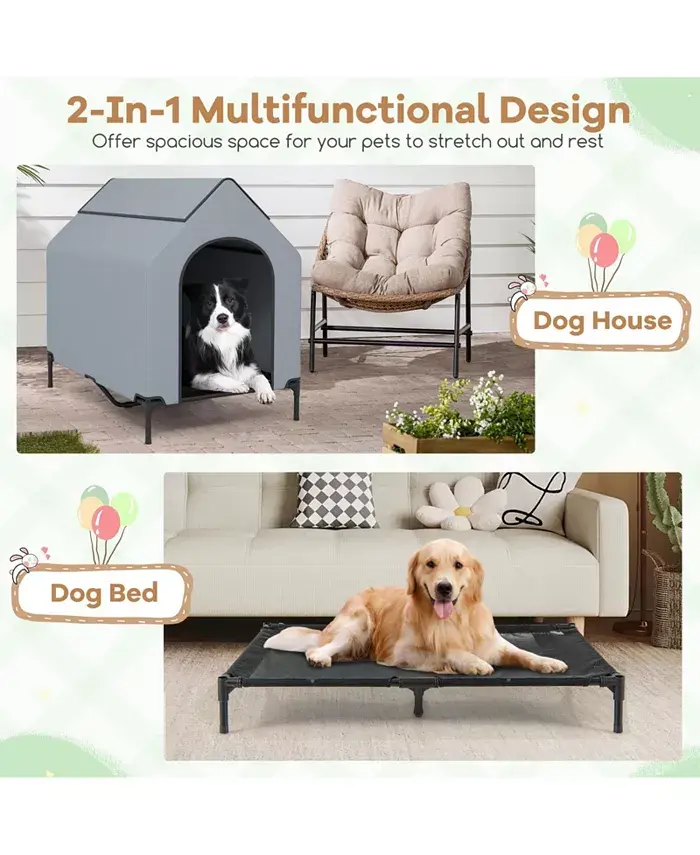 Middle Outdoor Elevated Pet House with Ventilated Windows Shipped and sold by Kuyotq image 4