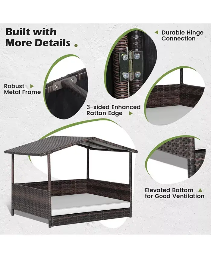  Ecooso Wicker Outdoor Dog House with Weatherproof Roof Shipped and sold by Kuyotq image 4