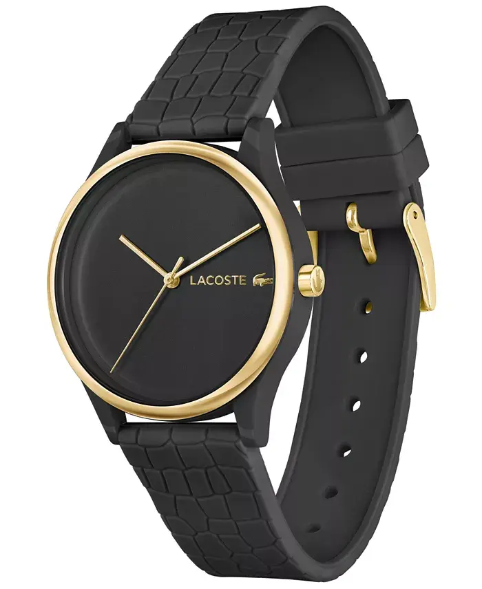 Lacoste Women's Crocodelle Black Silicone Strap Watch 36mm image 2