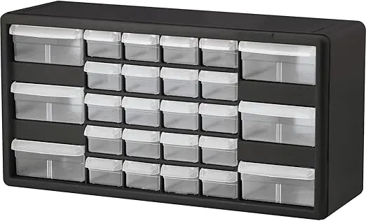 Akro-Mils 26-Drawer Plastic Drawer Storage Cabinet for Garage Organization, Bead Organizer, Building Bricks Storage, Teacher Toolbox, Makeup Organizer, 20-Inch W x 6-Inch D x 10-Inch H, 10126 Black image 1