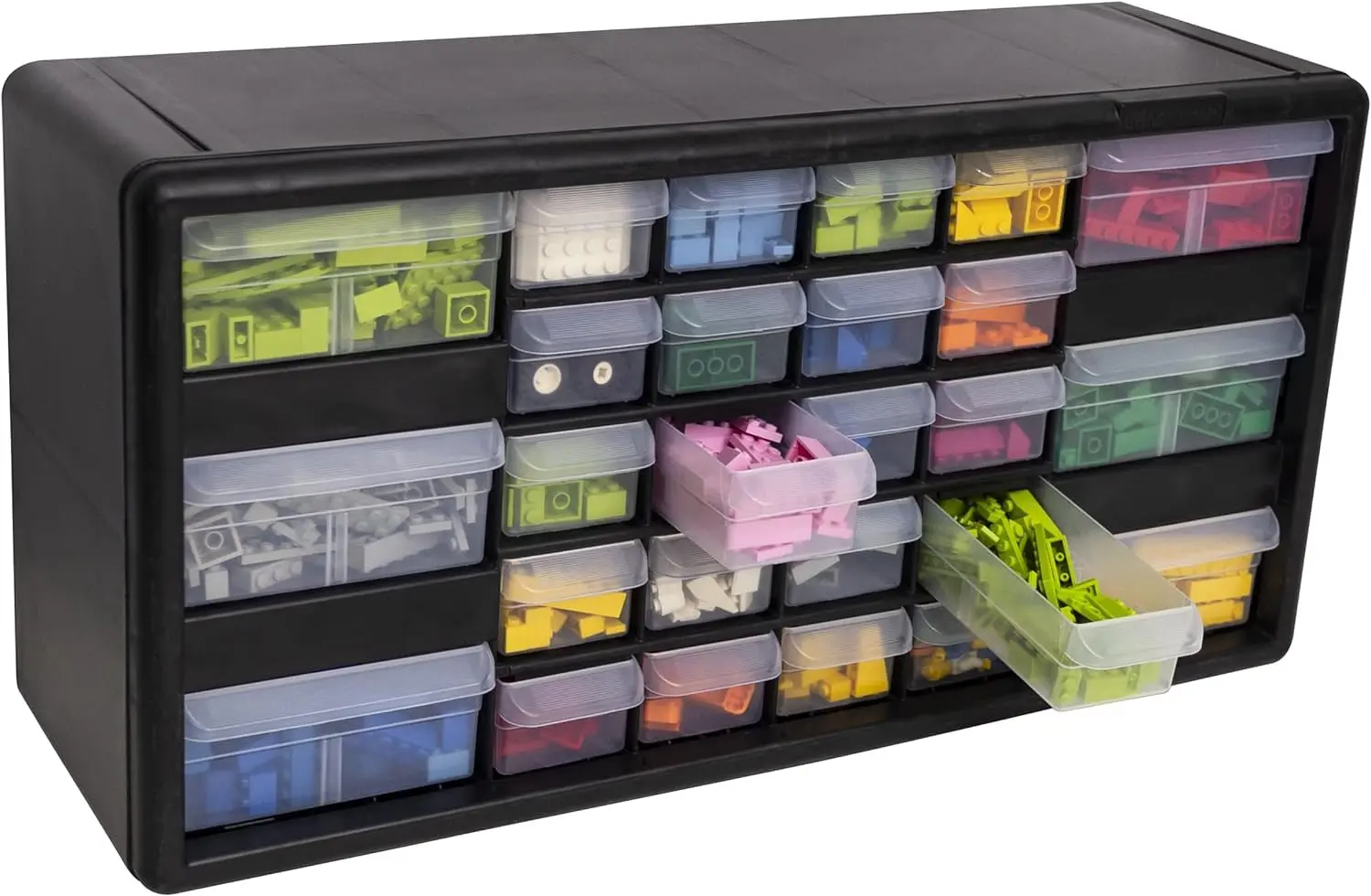 Akro-Mils 26-Drawer Plastic Drawer Storage Cabinet for Garage Organization, Bead Organizer, Building Bricks Storage, Teacher Toolbox, Makeup Organizer, 20-Inch W x 6-Inch D x 10-Inch H, 10126 Black image 9