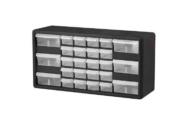 Akro-Mils 26-Drawer Plastic Drawer Storage Cabinet for Garage Organization, Bead Organizer, Building Bricks Storage, Teacher Toolbox, Makeup Organizer, 20-Inch W x 6-Inch D x 10-Inch H, 10126 Black image