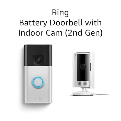 Ring Battery Doorbell with Ring Indoor Cam 2nd Gen (White) image 1