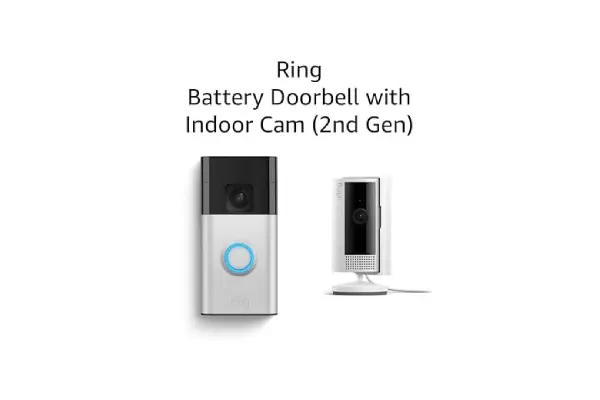 Ring Battery Doorbell with Ring Indoor Cam 2nd Gen (White) image