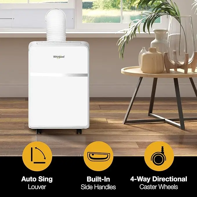 Whirlpool 10,000 BTU Portable Air Conditioner for Home with Dehumidifier, A/C Portable Air Conditioner for Apartment and Bedroom, 115V, AC for Small Rooms up to 275-Sq. Ft. with Remote in White image 6