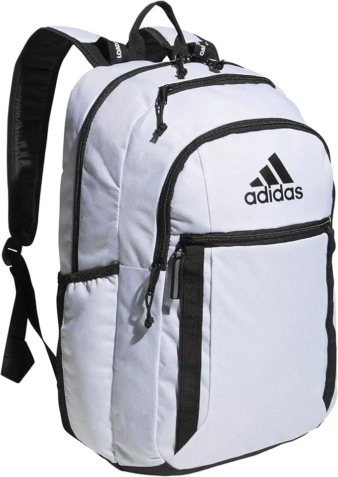 adidas Excel Backpack, Durable Large Athletic Laptop Bag, Twill White/Black, One Size image 1