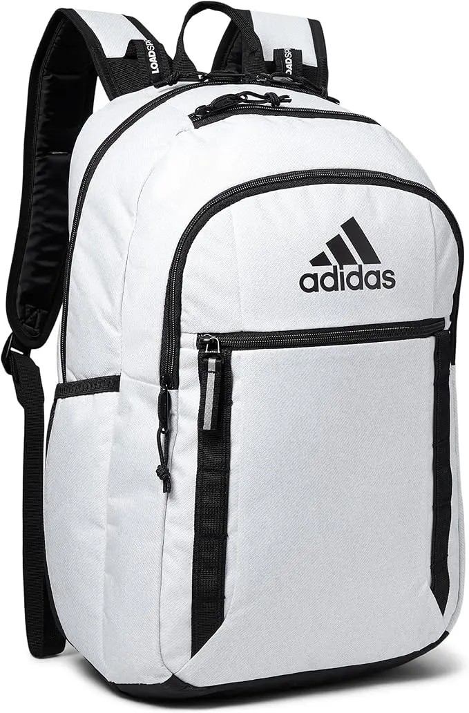 adidas Excel Backpack, Durable Large Athletic Laptop Bag, Twill White/Black, One Size image 3