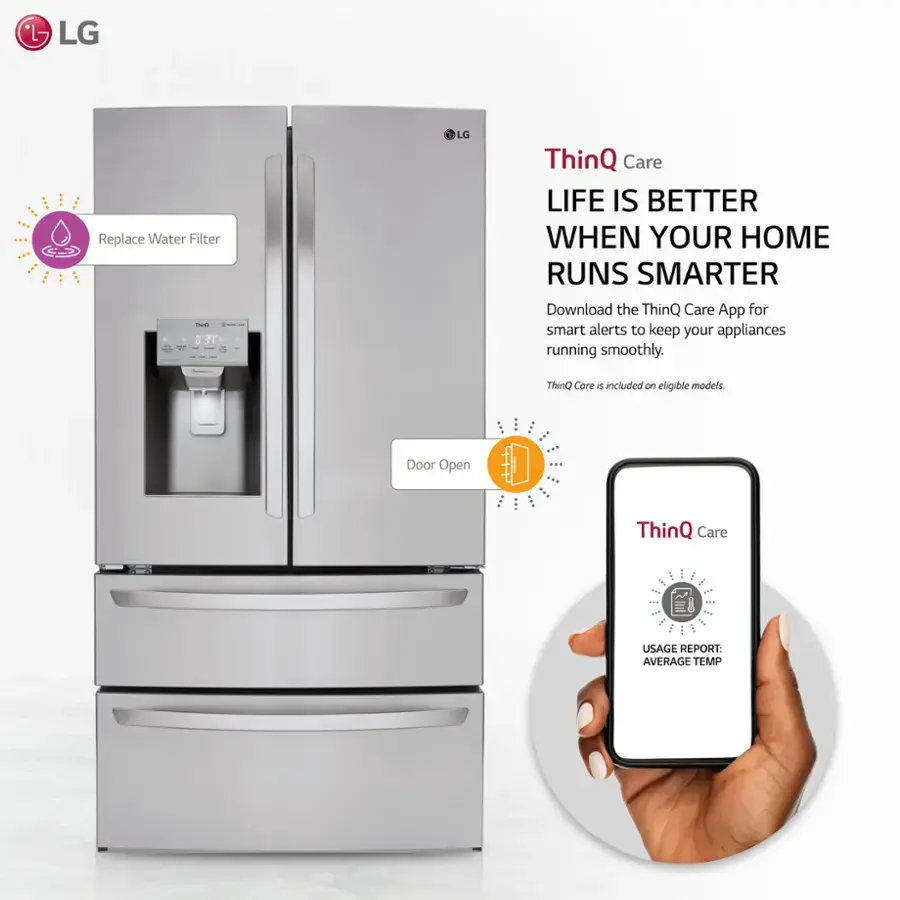 LG - 27.8 Cu. Ft. 4-Door French Door Smart Refrigerator with Smart Cooling System - Stainless steel image 5