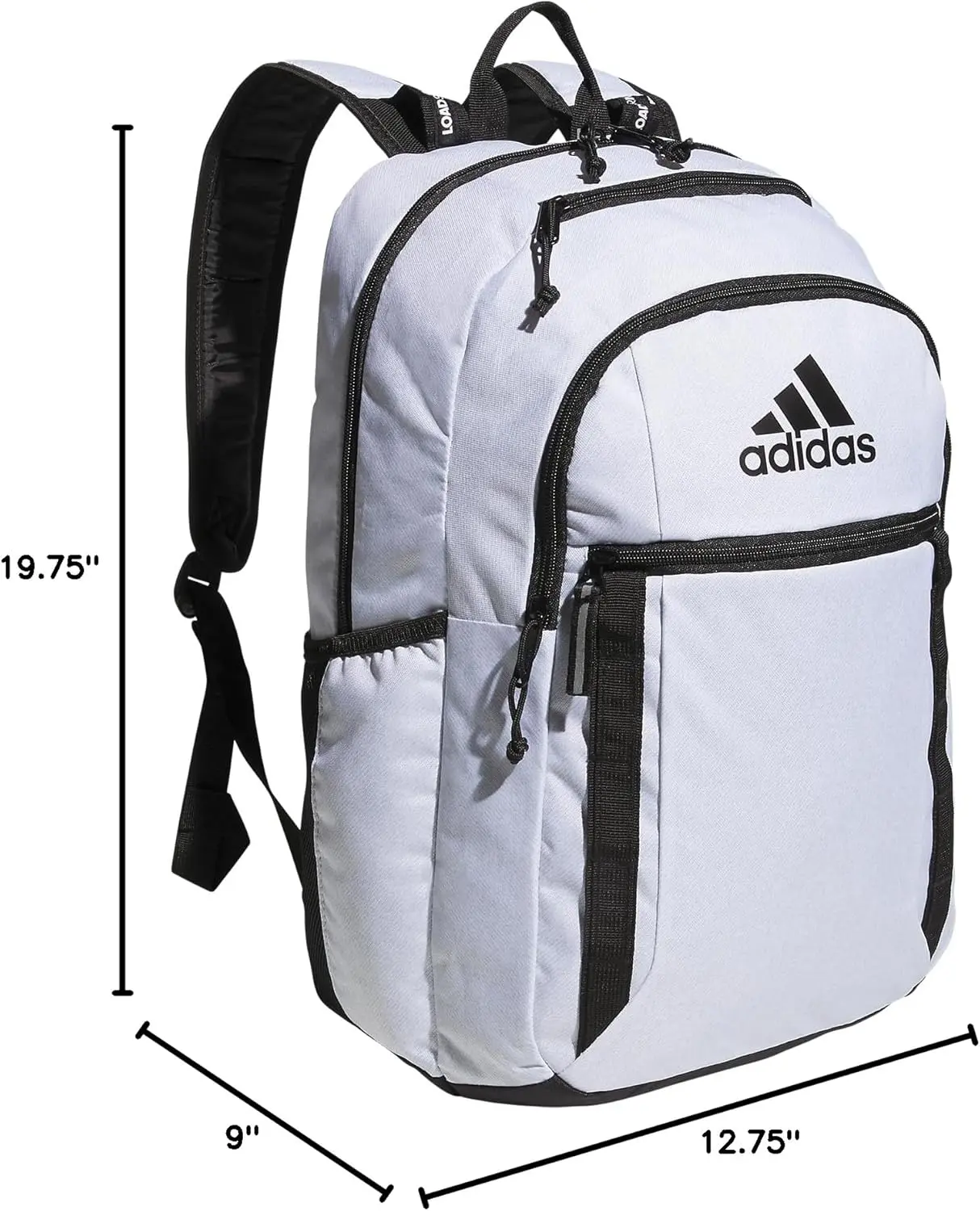 adidas Excel Backpack, Durable Large Athletic Laptop Bag, Twill White/Black, One Size image 8