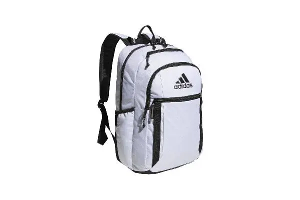 adidas Excel Backpack, Durable Large Athletic Laptop Bag, Twill White/Black, One Size image