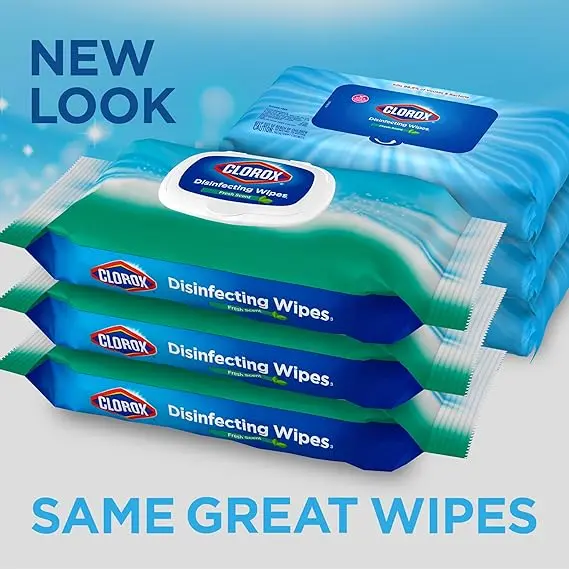 Clorox Disinfecting Wipes, Bleach Free, Household Essentials, Fresh Scent, Moisture Seal Lid, 75 Cleaning Wipes, Pack of 3 (New Packaging) image 2