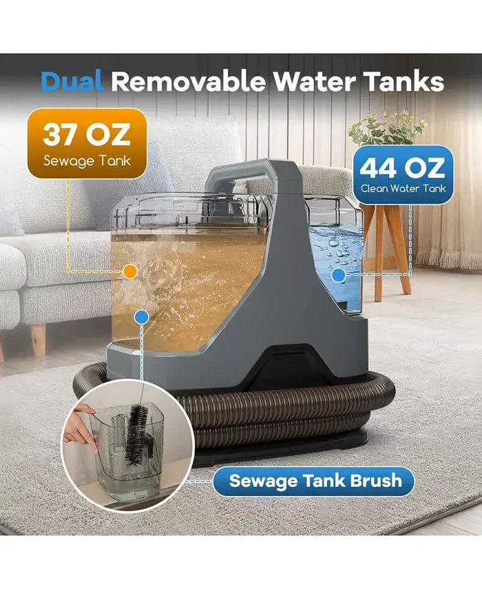 600W Upholstery Cleaner Machine with 15Kpa Powerful Suction and Versatile Attachments-Gray image 4