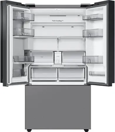 Bespoke 24 cu. ft. 3-Door French Door Smart Refrigerator with Beverage Center in Stainless Steel, Counter Depth image 2