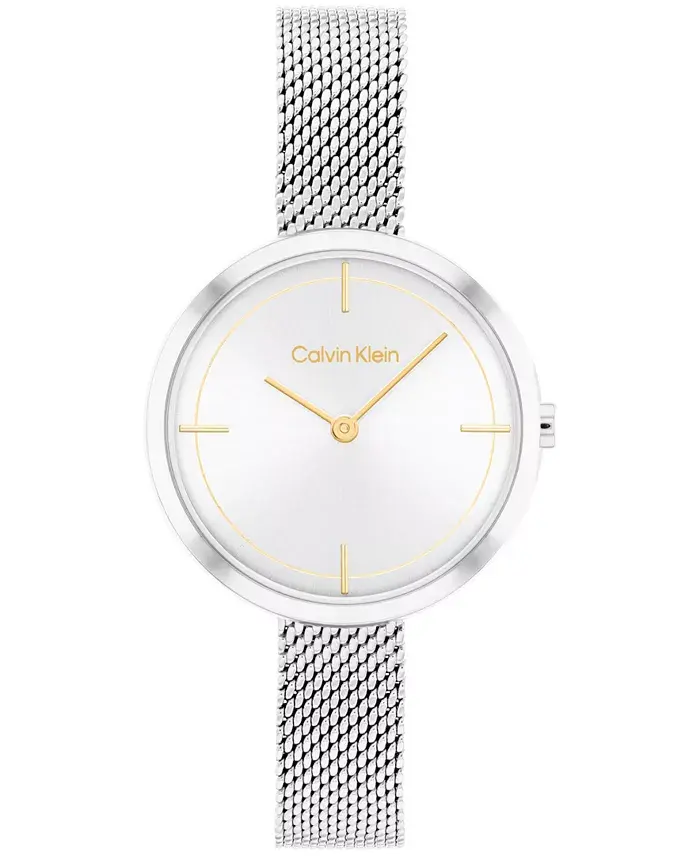 Women's Silver-Tone Stainless Steel Mesh Bracelet Watch 30mm image 1