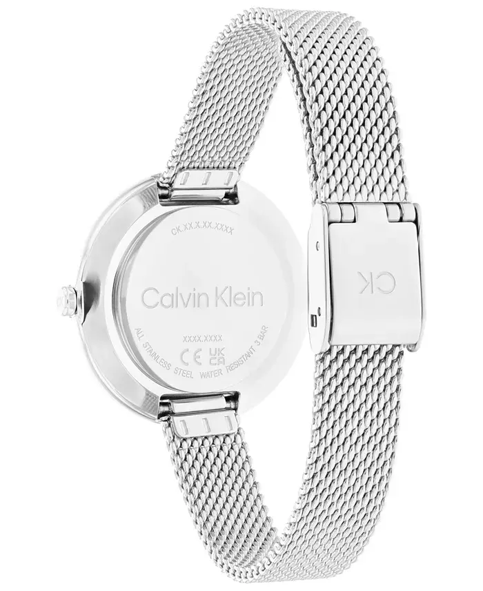 Women's Silver-Tone Stainless Steel Mesh Bracelet Watch 30mm image 3