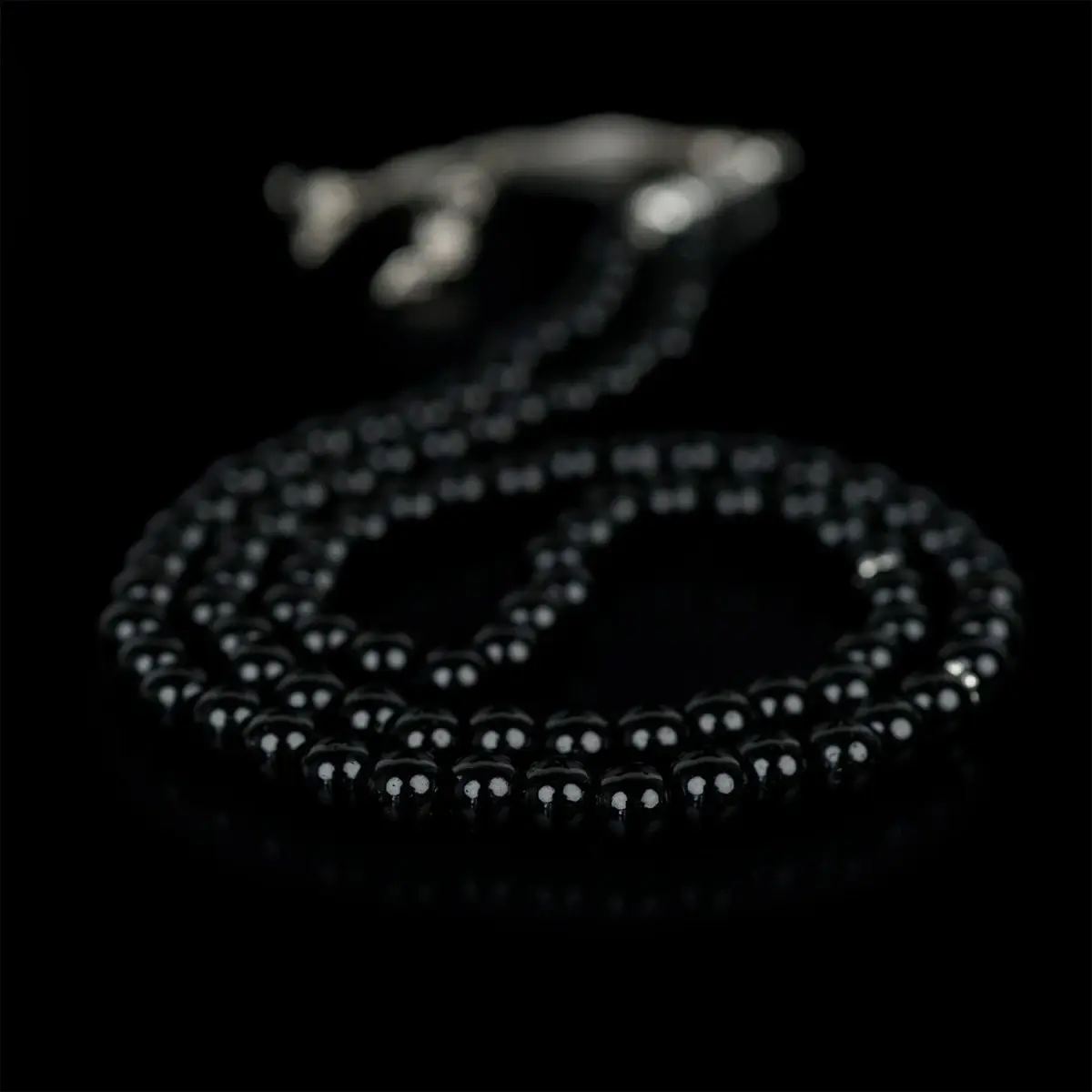 Muslim Prayer Beads - Black Obsidian Stone Beads Islamic Rosary image 1