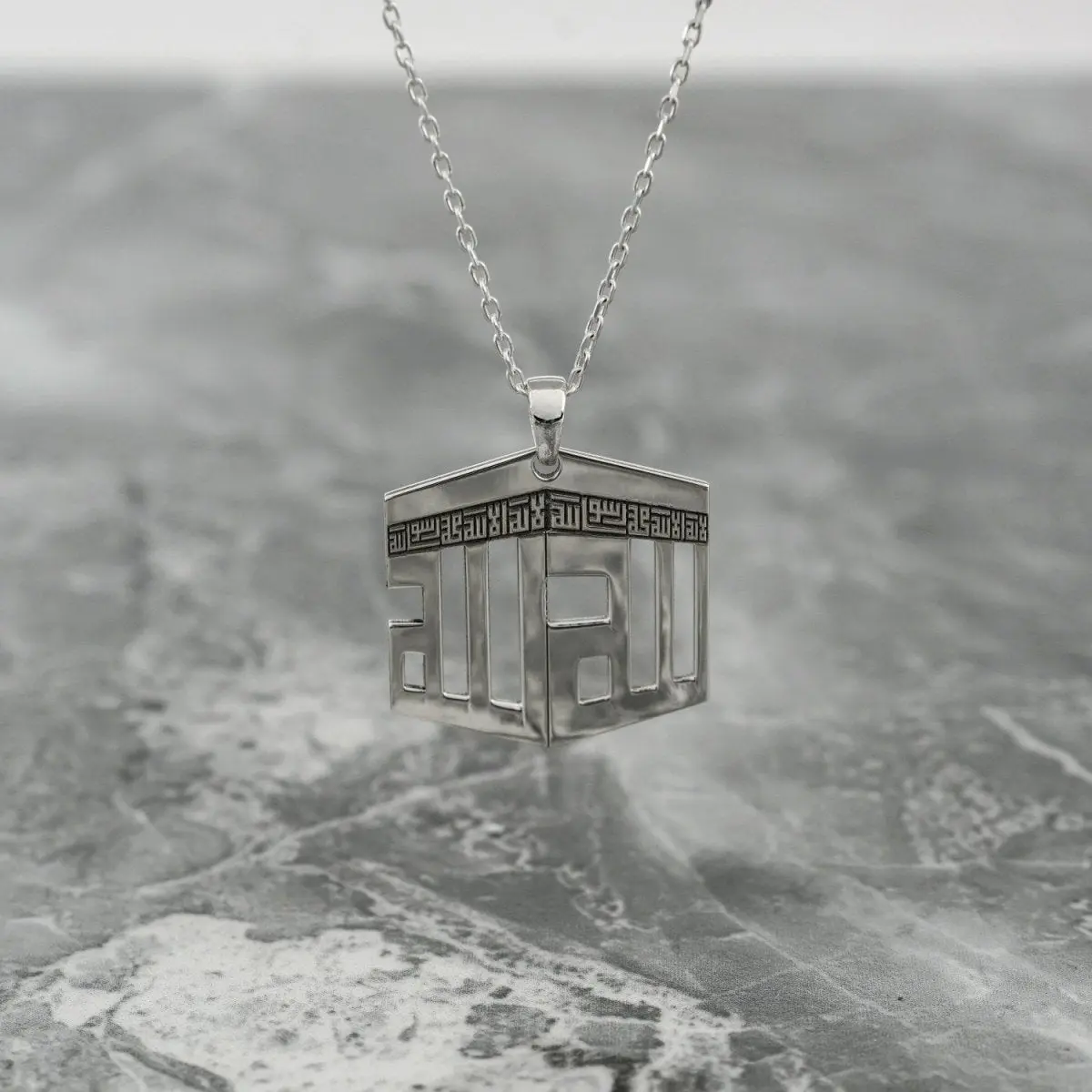 3D Kaaba Design Islamic Necklace - 18K Gold Plated Silver Pendant image 6