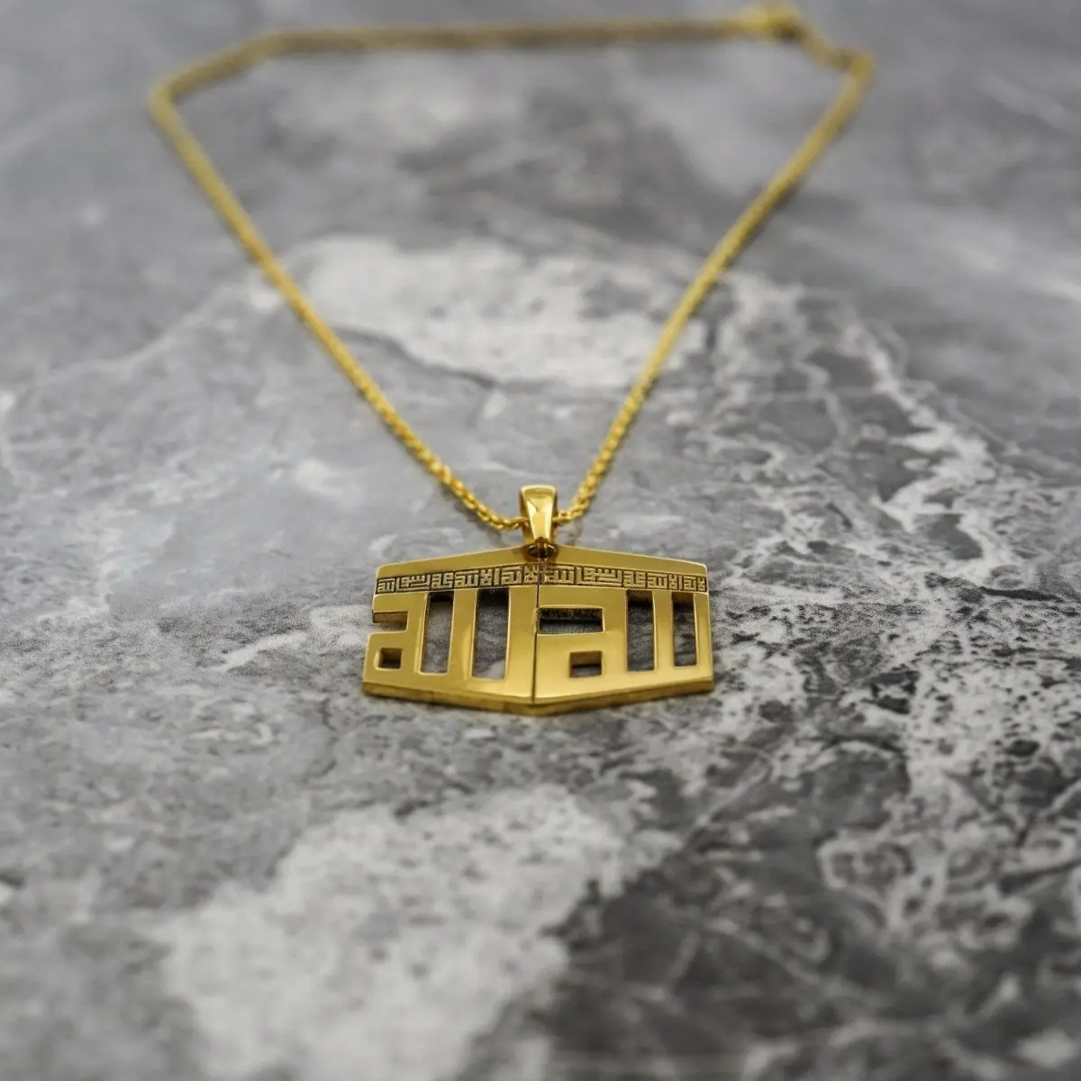 3D Kaaba Design Islamic Necklace - 18K Gold Plated Silver Pendant image 7