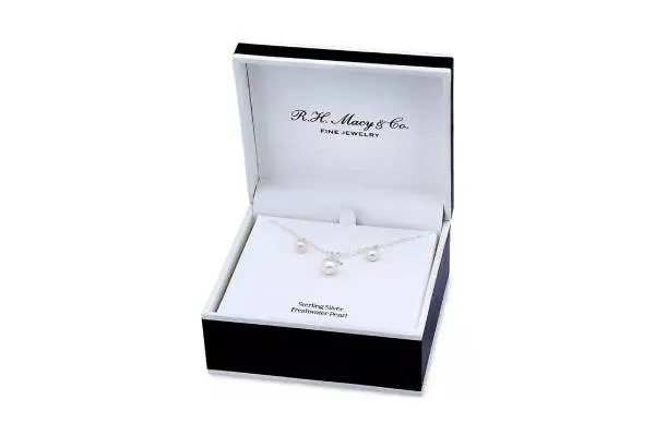 2-Piece Set Dyed Black Pearl (6mm) & White Topaz Accent Pendant Necklace & Matching Stud Earrings in Sterling Silver (Also in White & Dyed Pink Cultured Freshwater Pearl) image