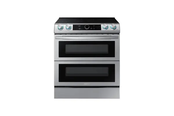 Samsung - 6.3 cu. ft. Flex Duo™ Front Control Slide-in Electric Range with Smart Dial, Air Fry & Wi-Fi - Stainless Steel image