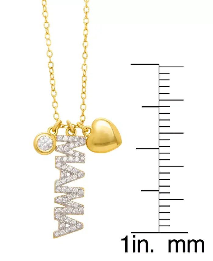  Lab Grown White Sapphire Mama Multi-Charm 18" Pendant Necklace (3/8 ct. t.w.) in 14k Gold over Sterling Silver image 3