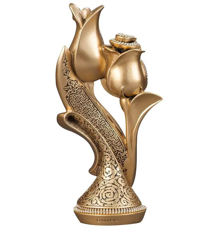 Islamic Table Decor | Lale Gul Tulip & Rose | Gold 240-2S Mini image 3